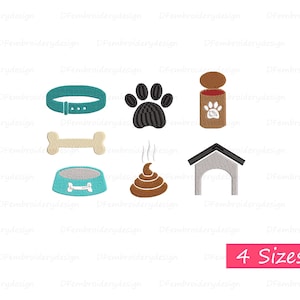 Design de bordado de cachorrinho pequeno | Arquivos para bordado à máquina – 4 tamanhos para download instantâneo