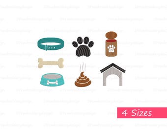 Design de bordado de cachorrinho pequeno | Arquivos para bordado à máquina – 4 tamanhos para download instantâneo