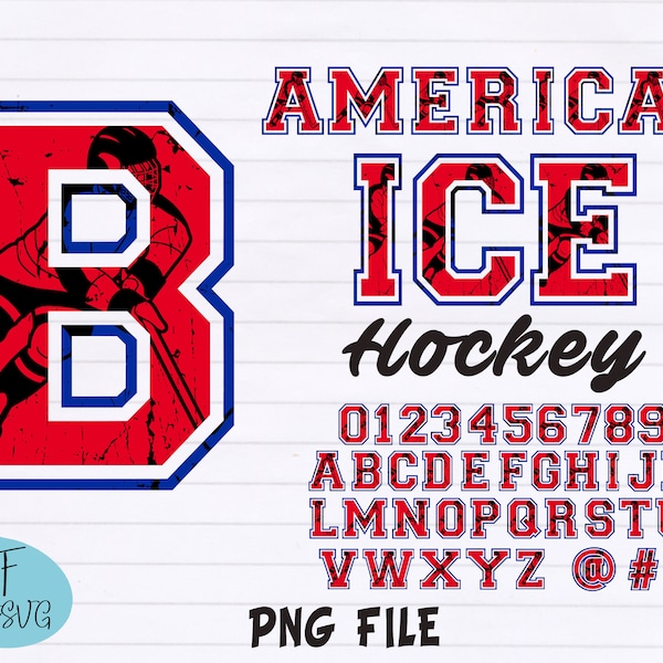 Ice Hockey Alphabet, Ice Hockey Font, Ice Hockey PNG Letters and Numbers, instant download, Ice Hockey  Numbers