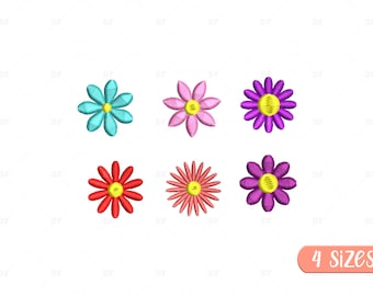 Mini Flower Embroidery Designs: 6 Floral Machine Embroidery Patterns (Digital Download)