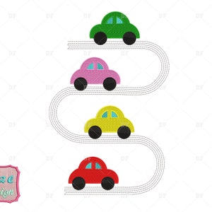 Car on road embroidery design, Car embroidery designs, vehicle embroidery design machine, 4 size