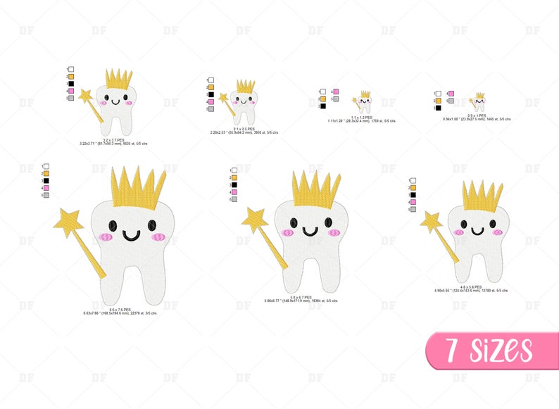Mini Tooth Fairy Embroidery Designs, Footh Embroidery Design, 7 Size - Etsy