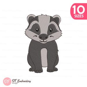 Badger Embroidery Design, Wildlife Animal Machine Embroidery File, Instant Download, 10 Sizes