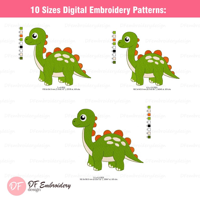 Cute Baby Dinosaur Machine Embroidery Design (instant Download) - Etsy