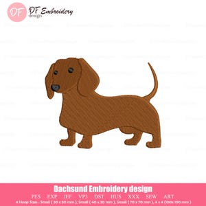 Dachshund Embroidery Design, Weiner Dog Machine File, Mini Dachshund  Machine Embroidery pattern, 4 Sizes, Instant Download