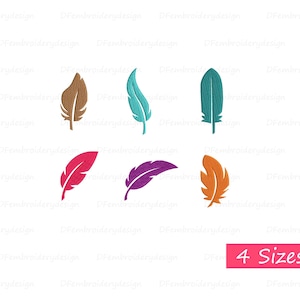 Mini Feather Embroidery Designs, Feather Embroidery Design, Feather Silhouette Embroidery design, Machine Embroidery Design, 4 Sizes