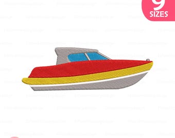 Speedboat Embroidery Design, Boat Machine Embroidery File, Nautical Marine PES DST EXP Instant Download