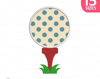 Golf Ball Applikation Stickmuster, Sport Stickdatei, Stickdatei, Digital Download, 15 Größen