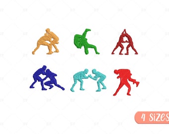 Mini Wrestling Embroidery Designs: Sport Embroidery (Digital Download)