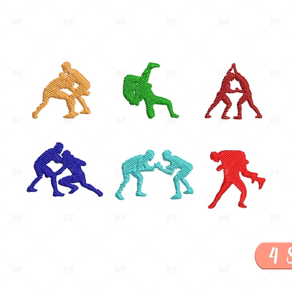 Mini Wrestling Embroidery Designs: Sport Embroidery (Digital Download)