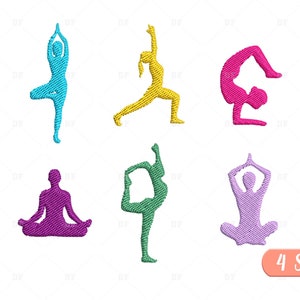 Yoga Embroidery Designs: Mini Poses, 4 Sizes (Digital Download)