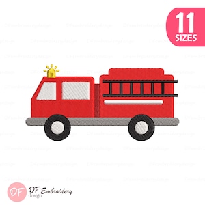 Fire Truck Embroidery Design, Rescue Vehicle Pattern (11 Sizes)