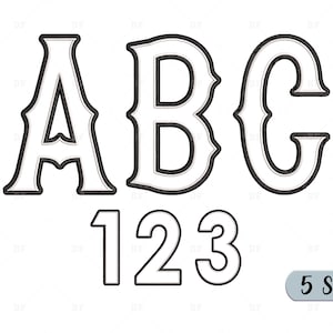 Football Font Outline machine embroidery designs, font alphabet sport Athletic alphabet, Letters and Numbers  embroidery designs, 5 Size