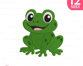 Frosch Stickdatei, Stickdatei, Tier Stickmuster (Instant Download)