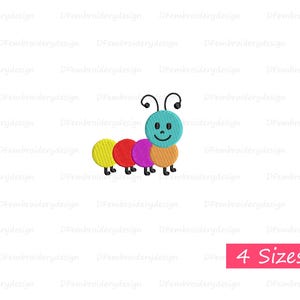 Mini caterpillar Machine Embroidery Design, Machine Embroidery Caterpillar mini design, Insects embroidery design, Instant Download, 4 sizes