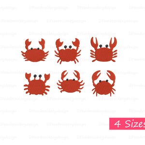 Mini Crab Embroidery Designs, Crab Embroidery Designs, Animals Embroidery, Sea Embroidery, 6 Designs, 4 Sizes