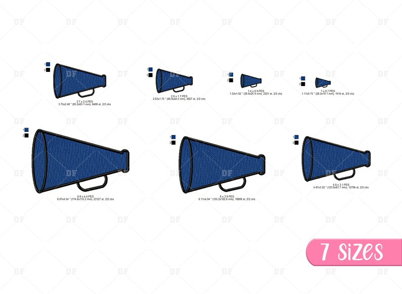 Megaphone Cheerleader Embroidery Design Megaphone Embroidery Etsy