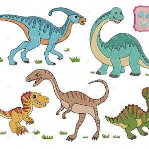 恐竜刺繍デザイン、恐竜刺繍バンドル、T-Rex恐竜刺繍デザイン、4サイズ