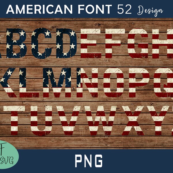 American Flag Alphabet Font: PNG Clip Art (Digital Download)