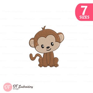 Mini Baby Monkey Embroidery Design – Cute Jungle Animal Embroidery File – Safari Embroidery, instant download, 7 sizes