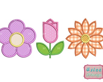 Cute Flowers Applique, Machine Embroidery Designs (Digital Download)
