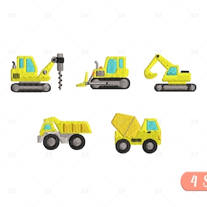 Construction Vehicle Embroidery Designs: Mini Machine Embroidery (Digital Download)