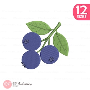 Blueberry Embroidery Design, Mini Fruit Machine Pattern (Instant Download)