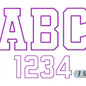 SPORT OutLine Font Embroidery Design, Varsity Outline Embroidery Font embroidery designs, Letters and Numbers  embroidery designs, 7 Size