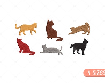 Mini Cat Embroidery Designs: Animal Machine Embroidery (Digital Download)