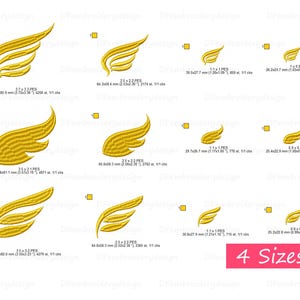 Small Wing Patterns Mini Wing Embroidery Designs, Angel Wings (6 Designs, 4 Sizes) (digital ...