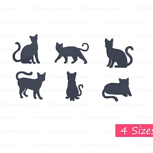Mini Cat Silhouette Embroidery Designs: Machine Embroidery (Digital Download)