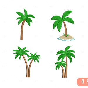 Mini Palm Tree Embroidery Design, Palm Tree Machine Embroidery Design, 4 Design, 4 Sizes