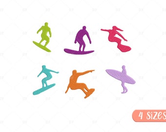 Mini Surfing Embroidery Designs: Sport Machine Embroidery (Digital Download)