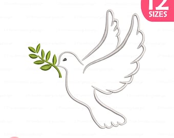 Motif de broderie Colombe, fichier de broderie Machine oiseau de la paix (téléchargement instantané)