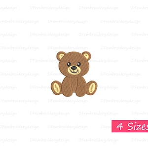 Mini Sitting Baby Teddy Bear Embroidery Design, Embroidery Design Teddy Bear boy, Animal Machine Embroidery Bear Design, 4 Sizes