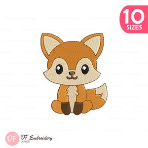 Baby Fox Embroidery Design: Woodland Animal Machine Embroidery File (Instant Download, 10 Sizes)