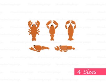 Mini Lobster Embroidery Designs: Seafood Pattern (Digital Download)