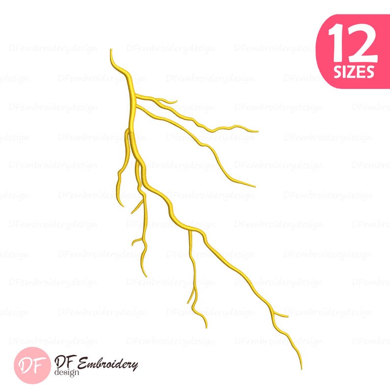 Lightning Bolt Embroidery Design, Thunder Machine Embroidery File ...