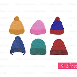 Mini Beanie Hat Embroidery Designs: Winter Accessories (4 Sizes)