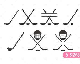 Hockey Sticks Embroidery Design Bundle: Split Stick, 5 Sizes (Digital Download)