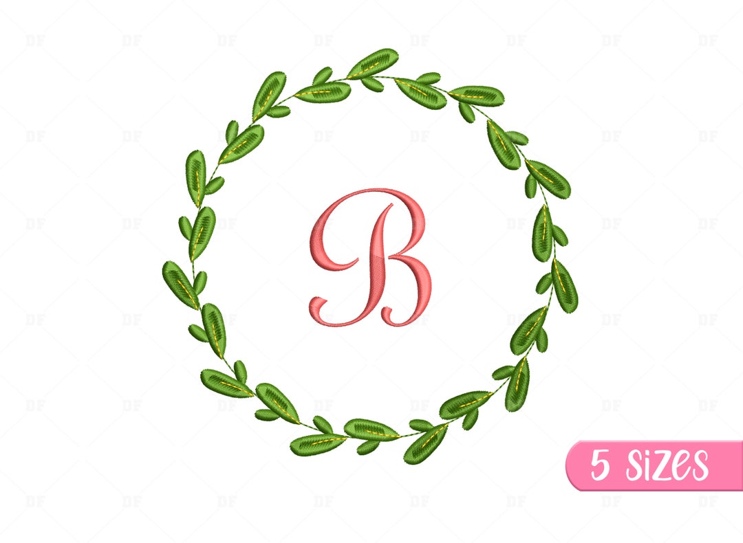 Floral Wreath Embroidery Design, Flower Monogram Frame Machine