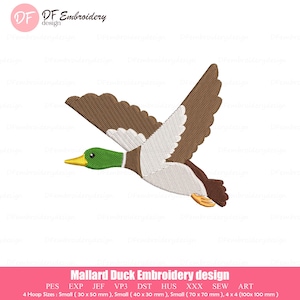 Mallard Duck Embroidery Design: Hunting Machine File (Instant Download)