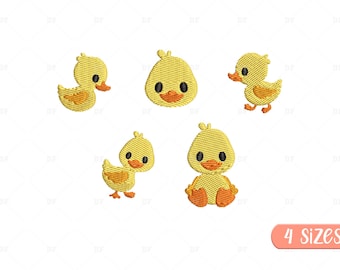 Mini Duck Embroidery Design: Animal Machine Embroidery (4 Sizes) (Digital Download)