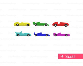 Mini disegni da ricamo per auto da corsa: applicazione di veicoli (download digitale)
