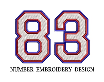 Sport Number Embroidery Design, Double Line (Digital Files)