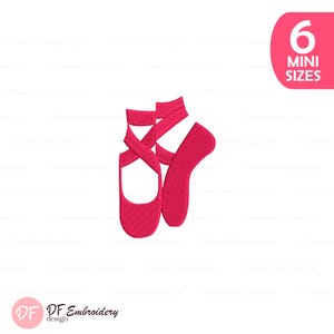 Mini Ballerina Slippers Embroidery Design, Ballet Shoes Machine Embroidery Pattern, Tiny Dancer for Girls Clothing, 6 mini sizes