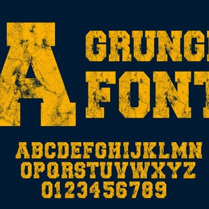 Distressed Grunge Font: Printable Alphabet & Numbers (PNG Digital Download)