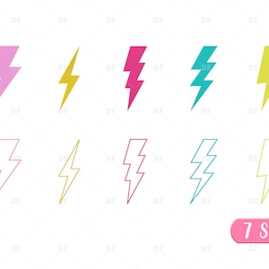 Lightning Bolt Embroidery Design, mini Lightning Bolt Embroidery Designs, 7 Sizes