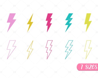 Lightning Bolt Embroidery Design, mini Lightning Bolt Embroidery Designs, 7 Sizes