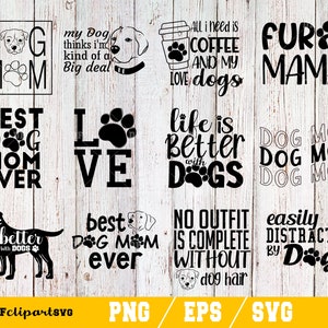 Dog Mom SVG Bundle: Paw Print Clipart, Dog Lover Cut Files (Digital Download)